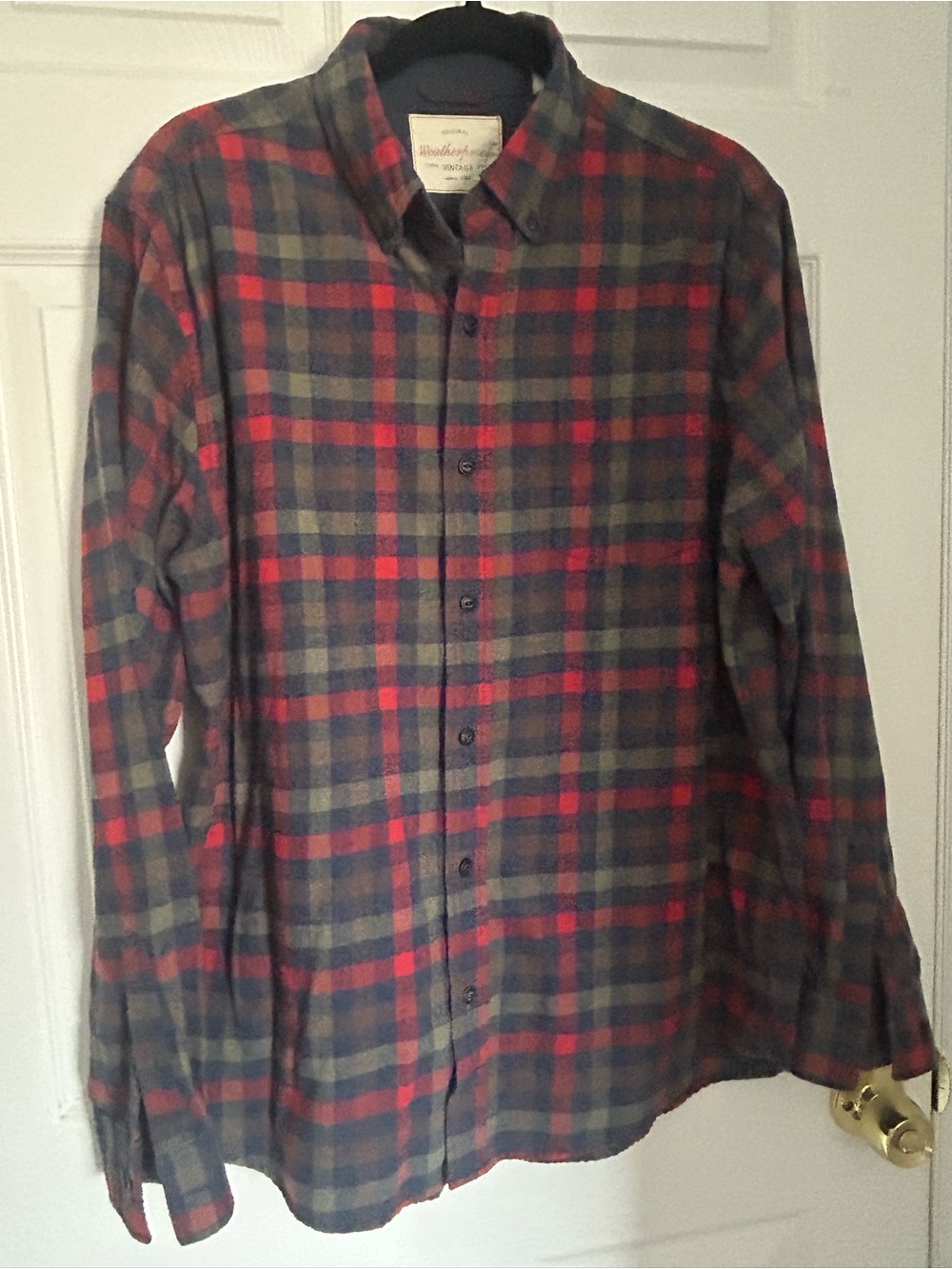Weatherproof Red and Green Plaid Button-Down Shirt